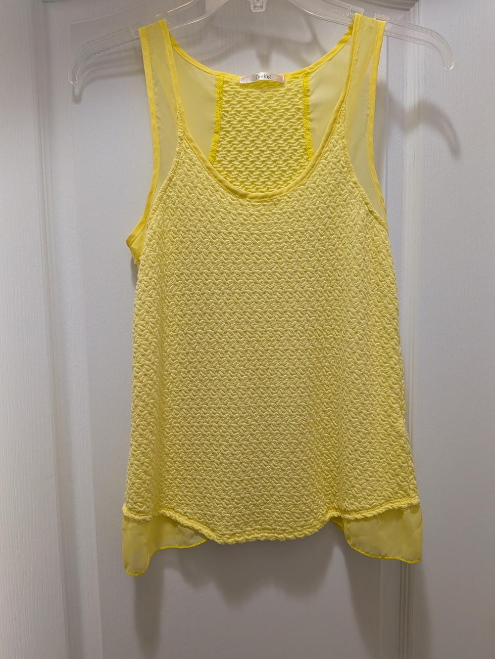 Timing Yellow Sleeveless Textured Knit Tank